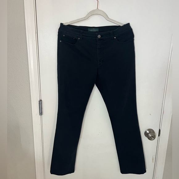 Lauren Ralph Lauren Women's Denim Jeans Sz 12 Black Mid Rise Straight Leg - Picture 1 of 5